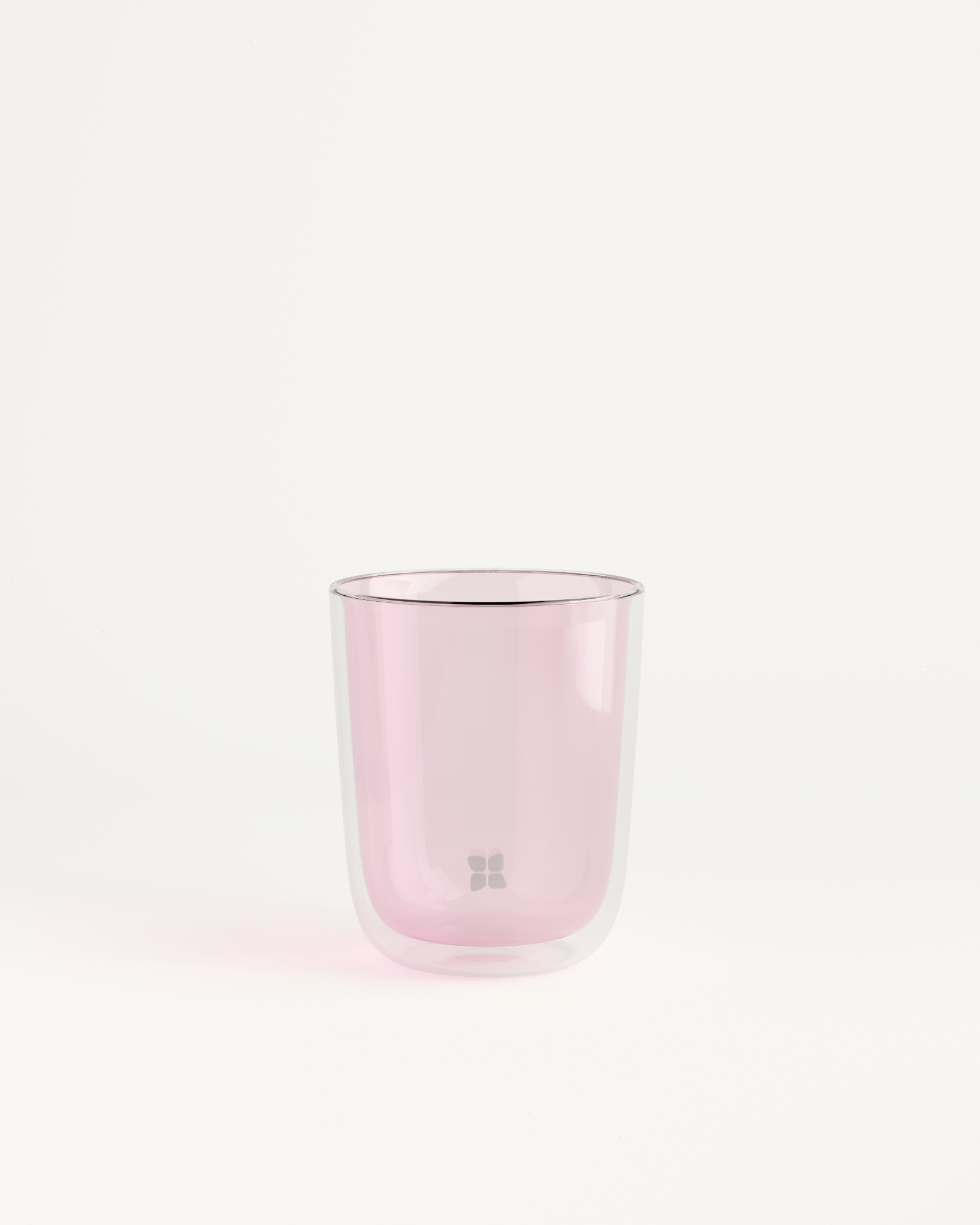 Waterdrop Glass Cup - Light Pink Transparent - 2x13oz - Double-Walled Borosilicate Glass