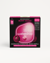 Berry Boost hydration cubes with natural caffeine, zero sugar.