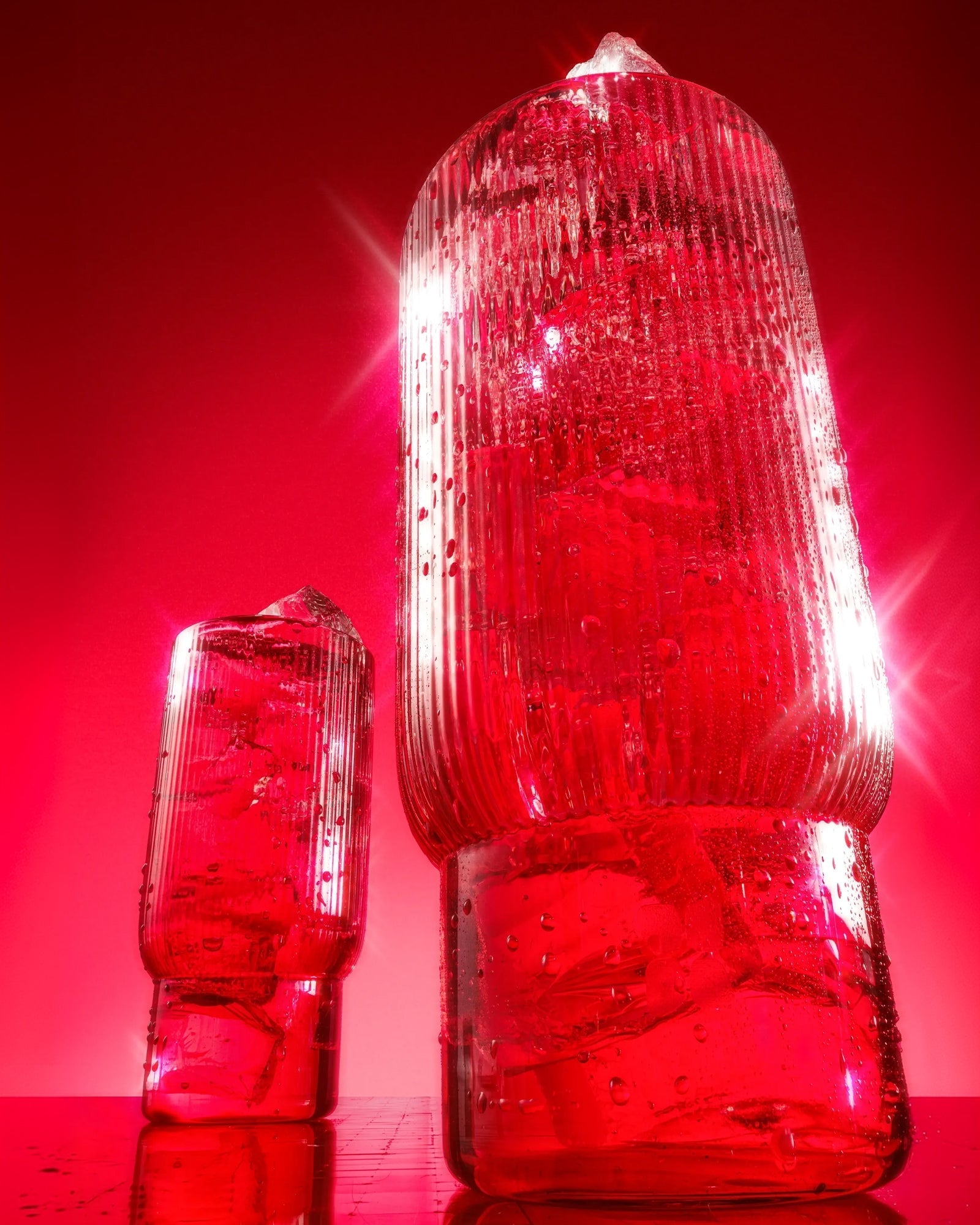 Red Fluted Glasses