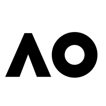 Black logo with a stylized triangular form and a circle.