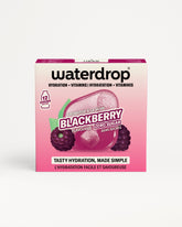Pink Waterdrop flavor drops box with a blackberry image.