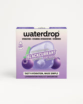 Box of Waterdrop flavor enhancer in purple packaging with berry imagery.