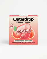 Box of Waterdrop hydration and vitamins with a grapefruit illustration.