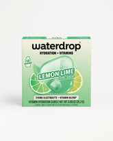 Box of Waterdrop hydration product with green gradient and Waterdrop logo.