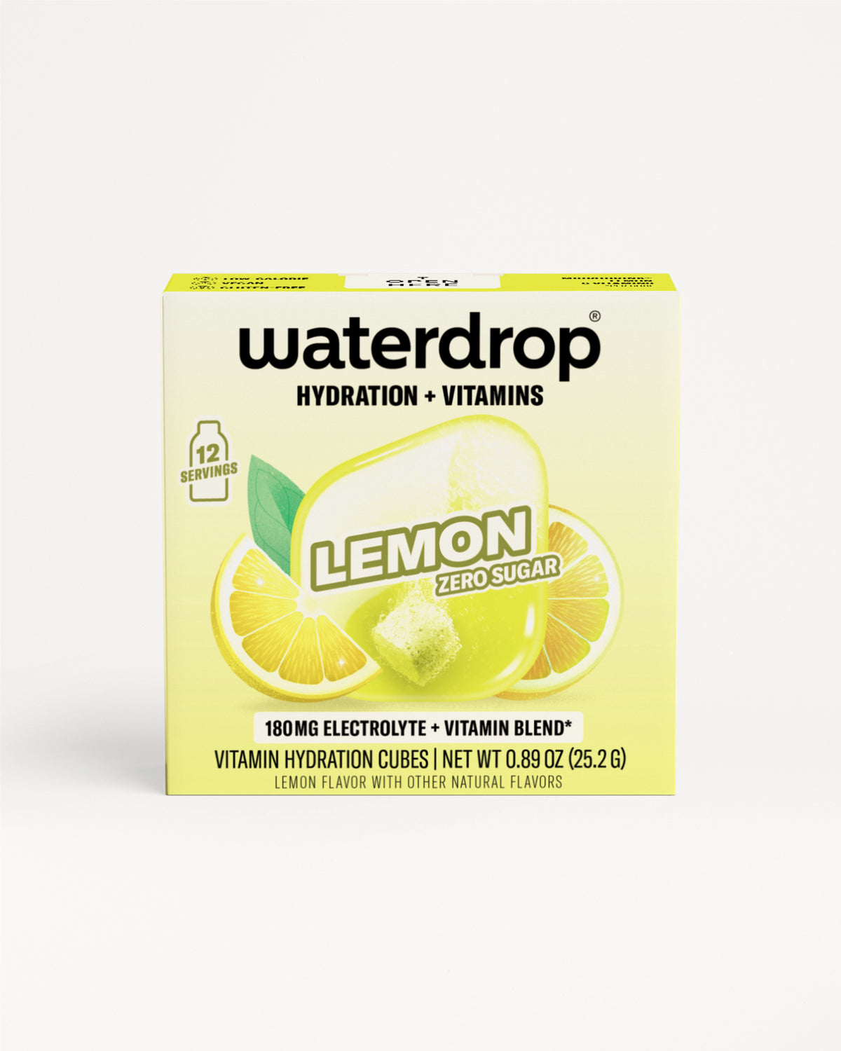 Small yellow and white Waterdrop box showing a lemon graphic on the front.