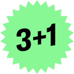 Green starburst discount badge.