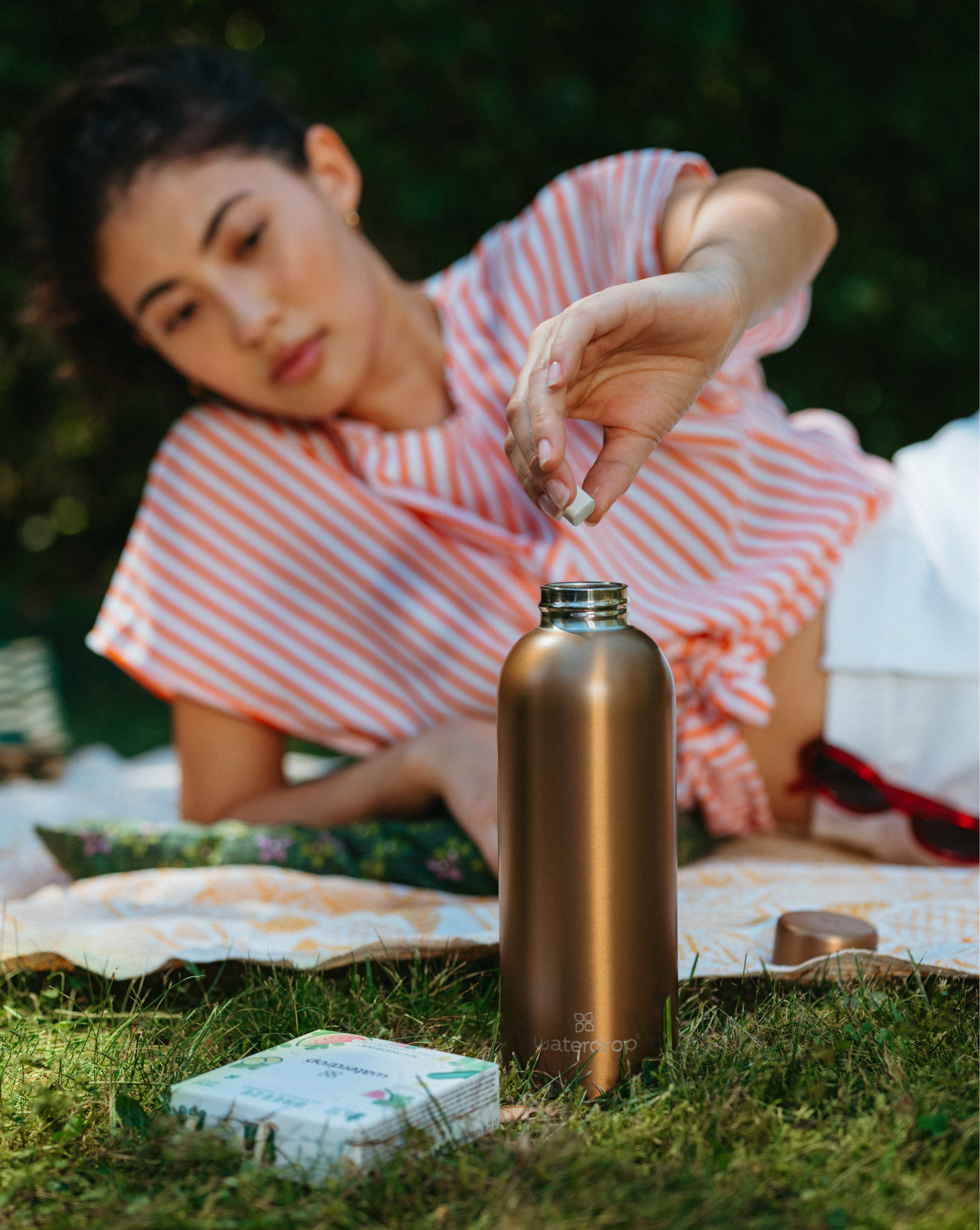 Waterdrop Metal Thermo Steel Bottle - Charcoal Brushed - 20 oz - Stainless Steel Water Bottle - Insulated Bottle - Plastic Free Water Bottle