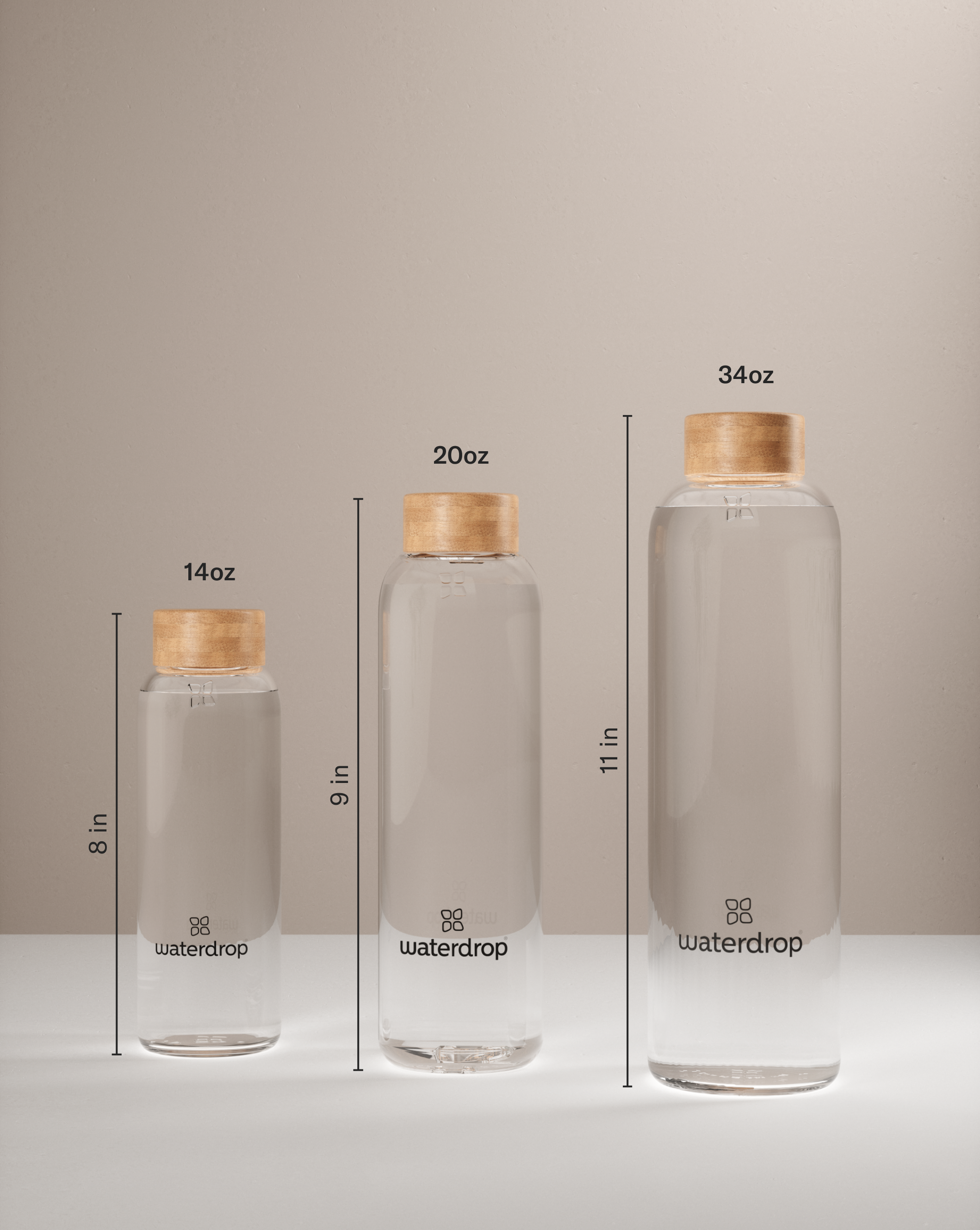  waterdrop Edition Glass Bottle 34 oz - BPA free Water Bottle -  Water Bottle with Leakproof Bamboo Lid and Neoprene Protection Sleeve,  Glass Drinking Bottle - Sustainable Borosilicate Water Bottle : Home &  Kitchen