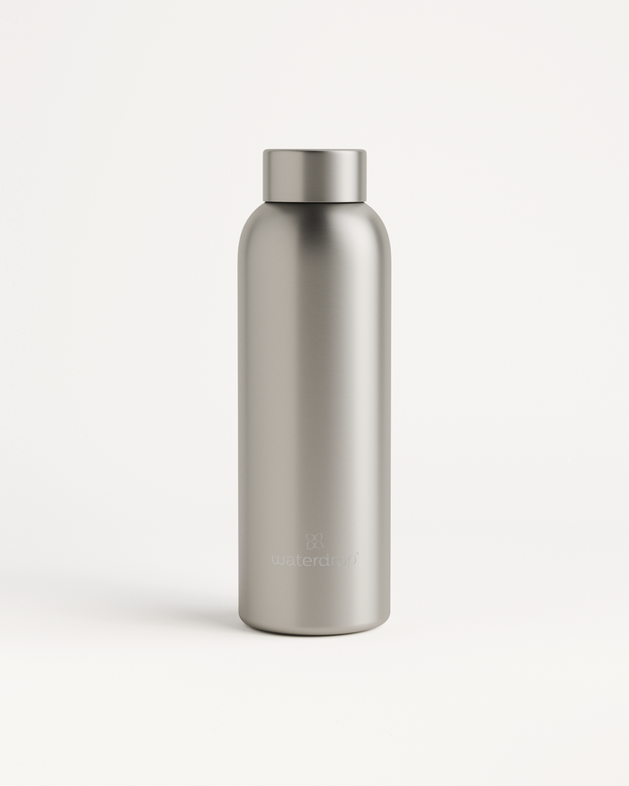 Waterdrop Metal Thermo Steel Bottle - Charcoal Brushed - 20 oz - Stainless Steel Water Bottle - Insulated Bottle - Plastic Free Water Bottle