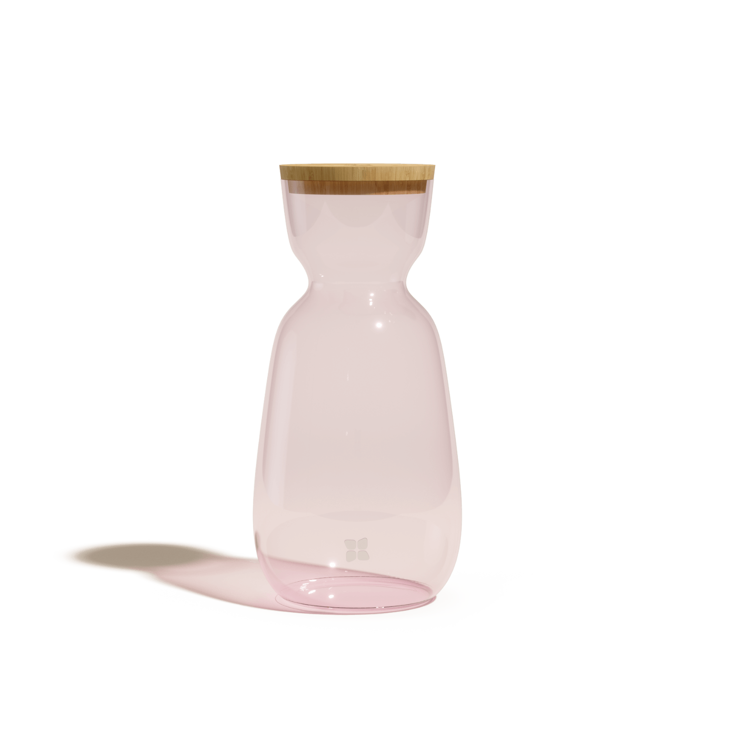 Waterdrop Glass Carafe Small - Light Pink Clear - 40oz - High Quality Borosilicate Glass - Bamboo Lid