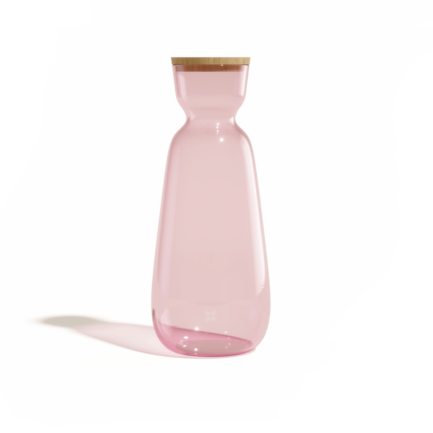 Waterdrop Glass Carafe Large - Light Pink Clear - 40oz - High Quality Borosilicate Glass - Bamboo Lid