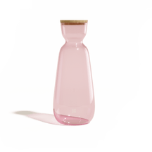 Waterdrop Glass Carafe Small - Light Pink Clear - 40oz - High Quality Borosilicate Glass - Bamboo Lid